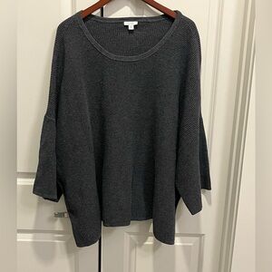 J.Jill Pure Jill Charcoal Gray Waffle Knit Sweater Size 4X Cotton Viscose Boxy